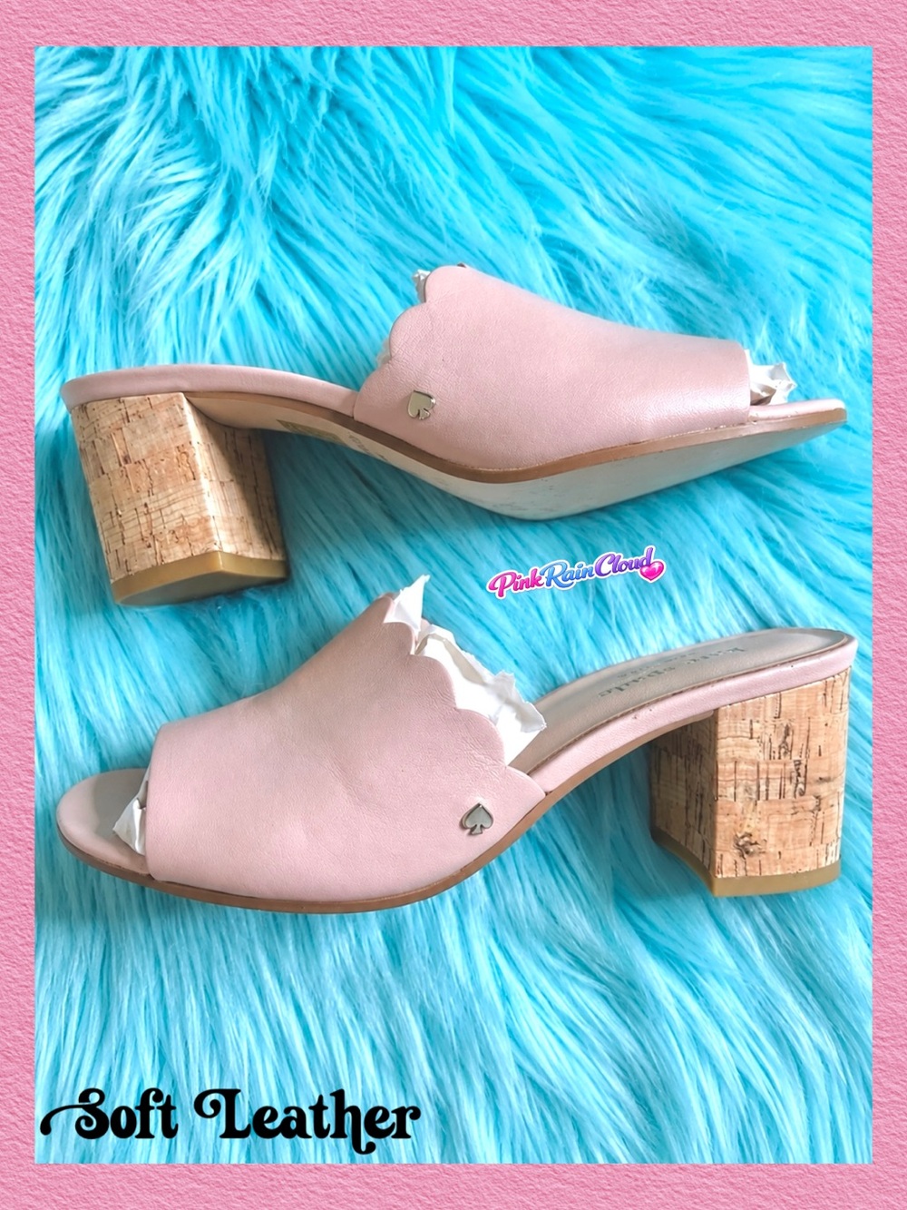 Kate Spade Blush Pink Leather Mule Block Heel Sandals Women’s 6